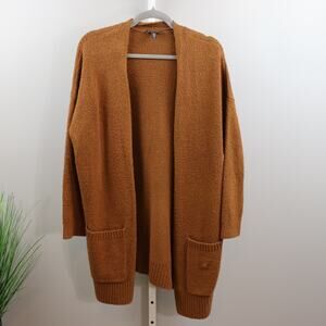 Eileen Fisher Open Front Cardigan M Brown Alpaca Wool Blend Italian Yarn